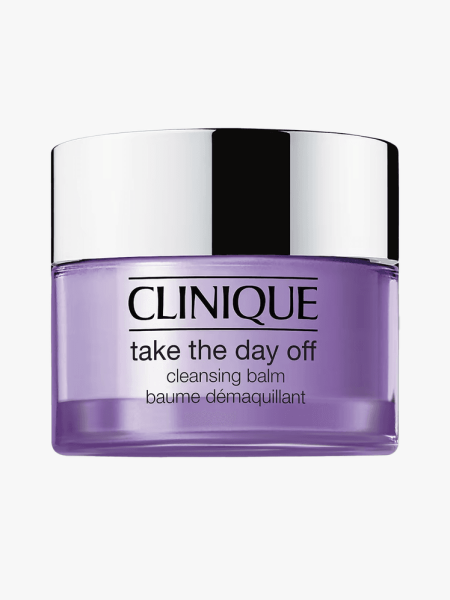 Clinique Mini Take The Day Off Cleansing Balm Makeup Remover in branded component on a light gray background