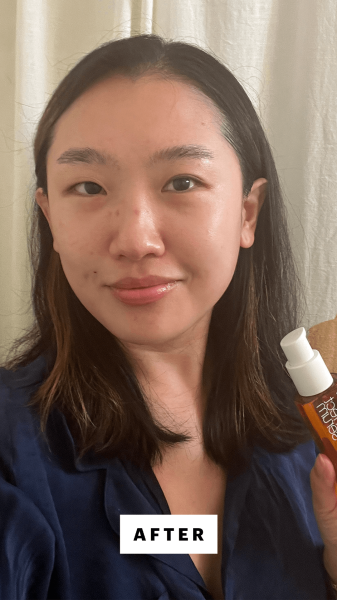 Han after applying Mise En Scene Perfect Serum.