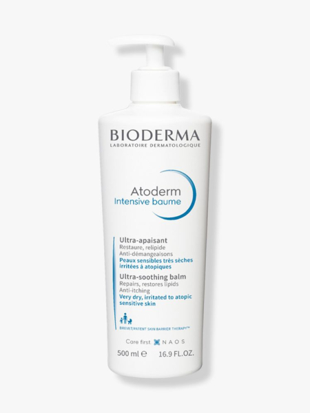 Bioderma Atoderm Intensive Balm white pump bottle on light gray background